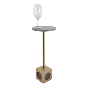 Tavolino da cocktail contemporaneo con piano in marmo e base in ottone per piccoli spazi - Product Image 2