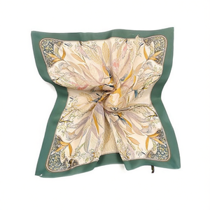 Petit foulard carré en forme de feuille 70x70cm 38g, imprimé soie, accessoire de mode pour femmes - Product Image 1