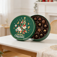 Boîtes rigides de Noël biodégradables pour chocolats avec impression de logo personnalisé, emballage rond avec insert design