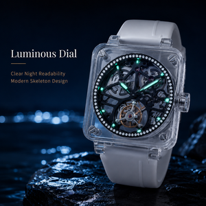 Luxury Square Tourbillon <strong>Automatic</strong> Mechanical <strong>Watches</strong> for Men Luminous Skeleton Rubber Sport Wristwatch Clock - Product Image 2