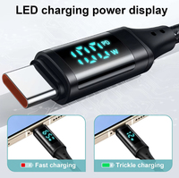 PD 100W 66W Nylon Tressé USB-Type C LED Affichage Chargeur Câble de Données 5A Charge Rapide PVC Veste USB C Téléphone Câble De Charge Rapide