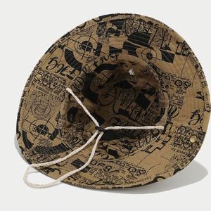 Cappello da sole da viaggio in denim stile western vintage lavato con stampa floreale e tesa larga Azov Fashion - Product Image 3