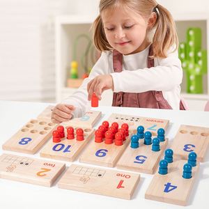 Jeu éducatif en bois double face pour enfants : Tableau de correspondance numérique, addition, soustraction et calcul avec bâtonnets - Product Image 2