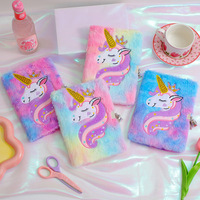 Journal intime pour enfants en peluche, licorne scintillante, avec cadenas, carnet, journal, cadeau d'anniversaire, cadeau de Noël, broderie, peluche, A5, journal secret