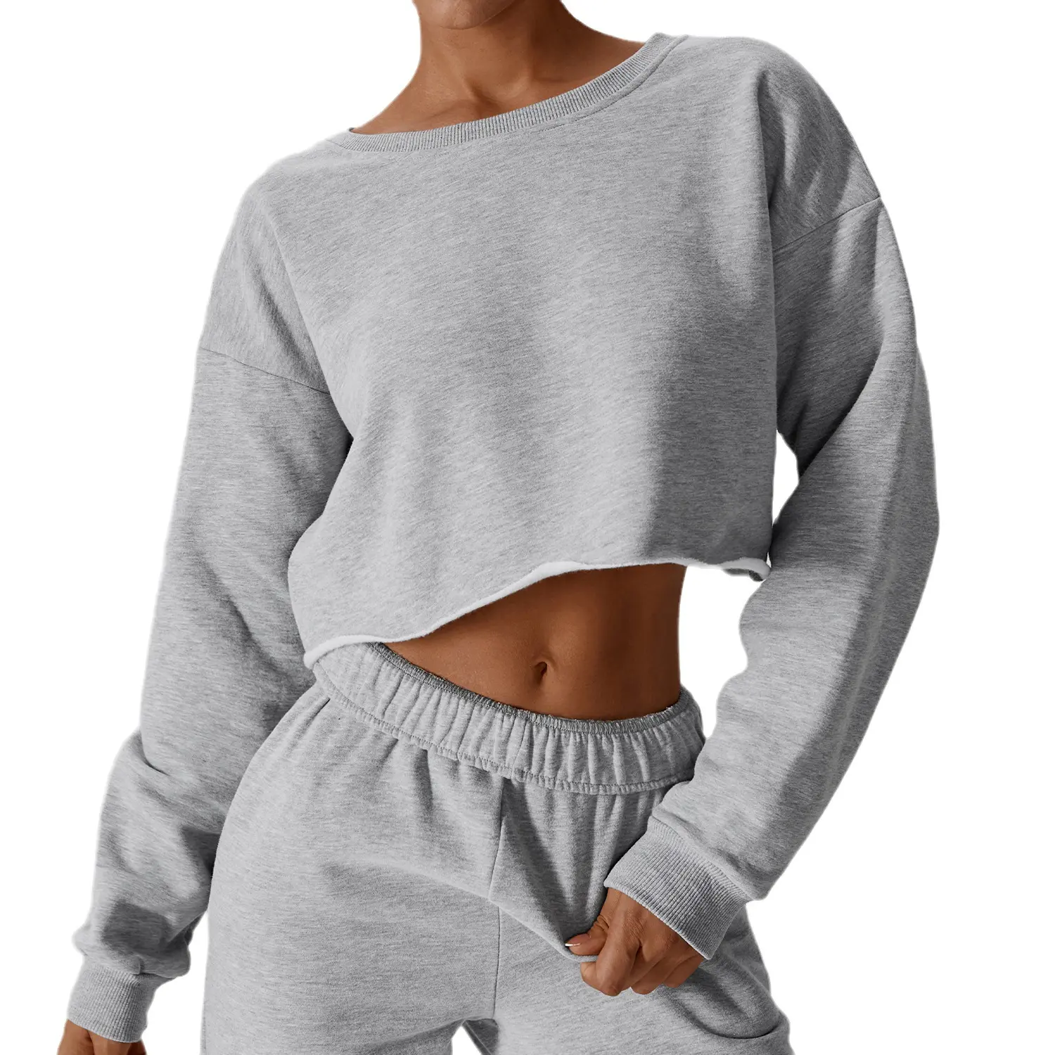 Frauen Crop Top Outdoor Fitness Vertuschung Loose Relaxed T-Shirt Sportswear Kleidung Langarm Sweatshirts Yoga Pullover