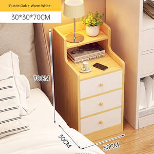 Chevet moderne minimaliste de haute qualité, fin et durable, écologique, avec étagère ouverte, pour la chambre à coucher, aspect crème, aspect artificiel - Product Image 4