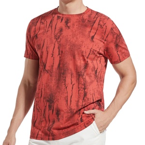 T-shirt pour homme à manches courtes en tricot respirant anti-plis avec imprimé graphique tie-dye, coupe classique, été - Product Image 3