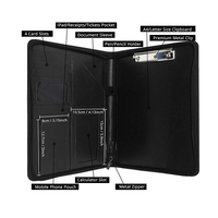 Carpeta de cartera de negocios personalizada de cuero multifuncional Organizador de documentos de escritorio con cremallera