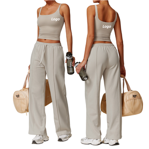 Logo personnalisé femmes sans manches Crop débardeur col carré ajusté Yoga haut Stretch entraînement Fitness vêtements de sport pour la course à pied - Product Image 5