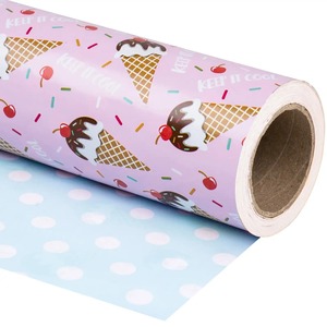 Custom Eco-Friendly Ice Cream Pattern Gift <b>Wrap</b> <b>Paper</b> <b>Roll</b> Double-Sided Coated Recyclable 100GSM Digital Printing <b>Paper</b> - Product Image 2
