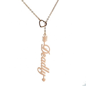 Yiwu Aceon Velle en acier inoxydable pour femmes, élégant, personnalisé, nom, Bar, coeur, rondelle, Lariat, gland, collier de <span class=keywords><strong>flèche</strong></span> mortel - Product Image 1