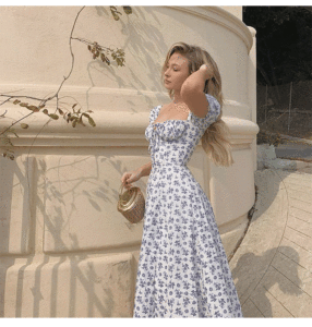 Wholesale Hot- Selling <strong>Fashion</strong> <strong>Design</strong> <strong>Clothes</strong> Women <strong>Clothes</strong> New Printed French Floral Slim Dresses - Product Image 2
