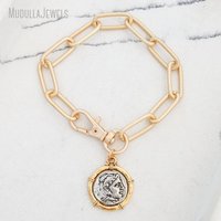 BM52071 mode Vintage Style pierres précieuses croix lettre monogramme strass perle pièce bracelets porte-bonheur lien chaîne Bracelet pour les femmes