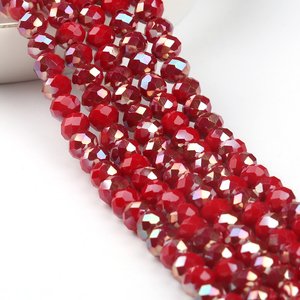 Perline di Cristallo di Vetro Rondelle Sfaccettate Piatte AB Rosse da 3/4/6/8 mm all'Ingrosso per la Creazione di Gioielli - Product Image 1