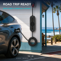Nouveau câble de charge EV Type 2 vers CEE rouge, triphasé 380-450V, portable, avec écran LCD, IP66, minuterie 8H, courant réglable, 5m