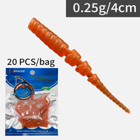 LUSHAZER 20 pièces/sac leurres souples de pêche 4cm 0.3g PVC leurre de pêche ver leurre en plastique souple appâts artificiels pour brochet bar truite