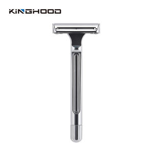 Rasoio da barba con Logo personalizzato classico coltello a farfalla aperto a doppio bordo rasoio di sicurezza da uomo in metallo - Product Image 4