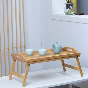 Bamboo Folding <b>Tea</b> <b>Tray</b> With Legs Rectangular Foldable Serving <b>Tray</b> For Bed Bay Window Lazy Table Use - Product Image 1