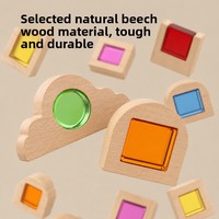 Jouets sensoriels Montessori personnalisés OEM ODM, jouets éducatifs pour la maternelle, blocs de construction en bois de bouleau arc-en-ciel, ensemble de blocs de construction en acrylique transparent