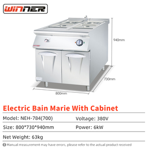 Bain-marie électrique commercial à 4 bacs en acier inoxydable, chauffe-plats pour restaurant, buffet, traiteur, machine de maintien au chaud des aliments - Product Image 2