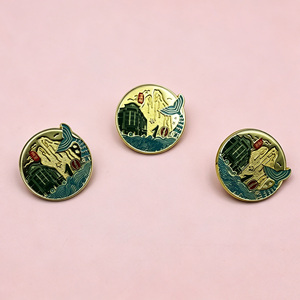 Metallic Zinc Alloy Embossed Soft Enamel Corporate Anniversary Gifts Building Mountain Mount Fish City Lapel <b>Pin</b> Badge - Product Image 1