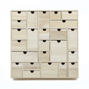 Wood Advent Calendar Wood Box with Twenty Four Drawers Wood Storage Box