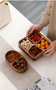 Walnut Wood Fruit Plate Classic Dry Fruit Compartment Storage Box Creative Home <strong>Candy</strong> Snack <strong>Tray</strong> Party Serve <strong>Trays</strong> Wholesale - Product Image 6