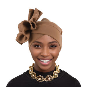 Nouvelle <span class=keywords><strong>femme</strong></span> deux couches Rose fleur foulard africain inde musulman ethnique chapeaux - Product Image 5