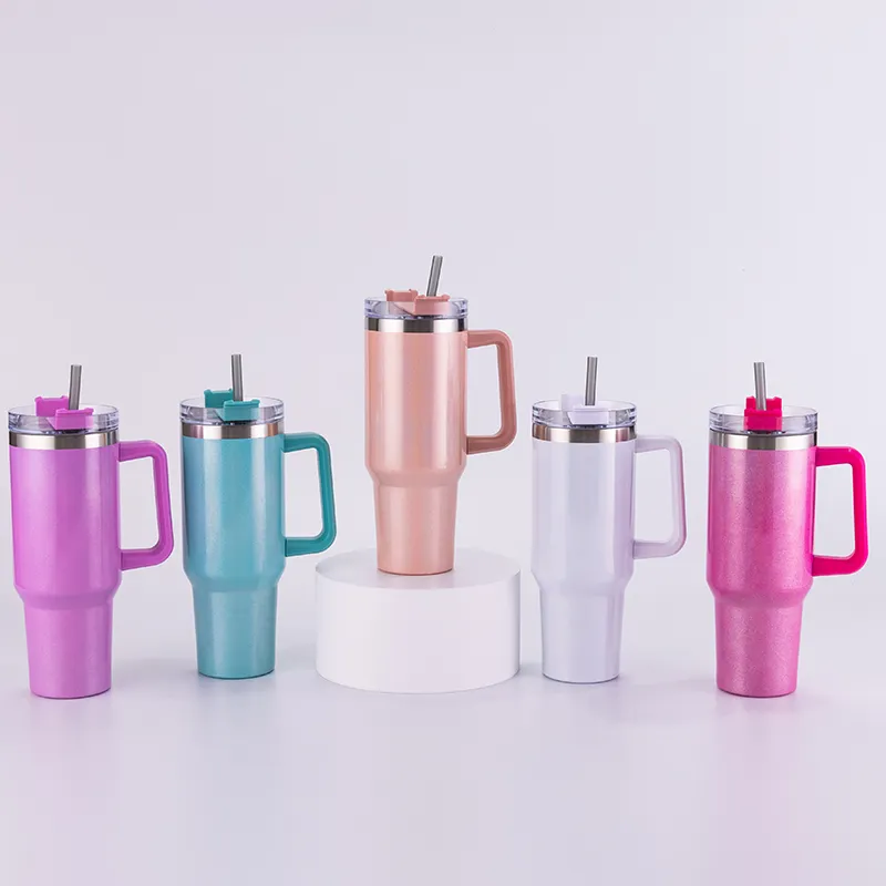 USA RTS botol air Shimmer hijau generasi kedua sublimasi berkilau putih Tumbler olahraga berkilau 40OZ warna campuran