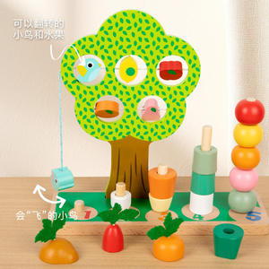 สินค้าดรอปชิปปี 2026 ของเล่นไม้หลากสีสันสำหรับการศึกษาปฐมวัย ตัวต่อผักผลไม้รูปสัตว์ - Product Image 5