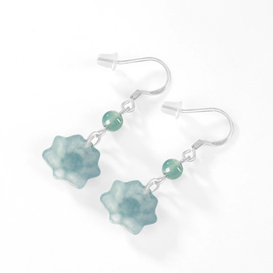 Pendientes Clásicos de Jadeíta Natural de Grado A, Diseño de Flor de Loto Azul, Hechos con Plata S925 y Jade de Grado Hielo, para Mujer, Regalo - Product Image 4