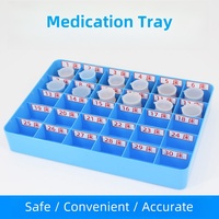 Clinique hospitalière médicale plastique ABS bleu 36 grilles plateau de rangement de médicaments durables pour patients étuis à pilules