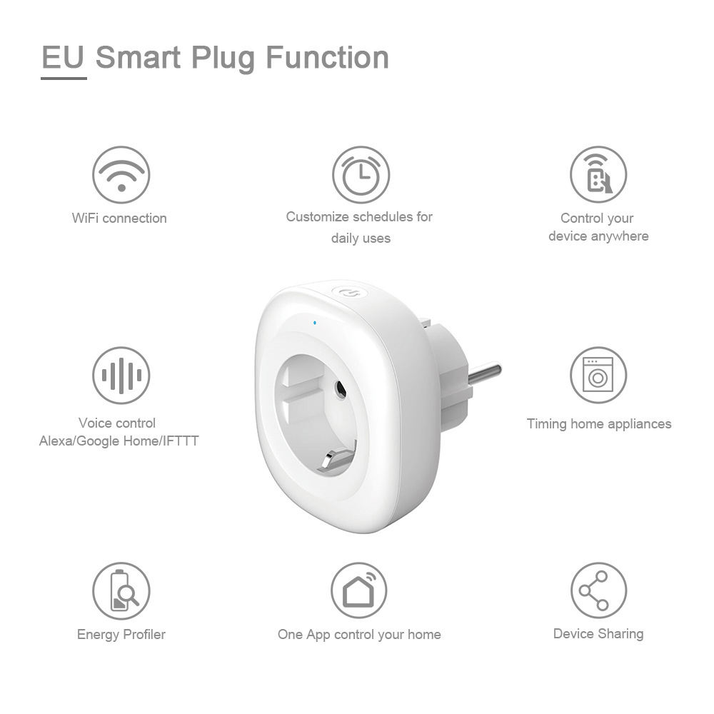 HONPNK63 Tuya Smart Alexa German EU Standard Smart Socket WiFi Remote Control Timer Switch Wireless Socket