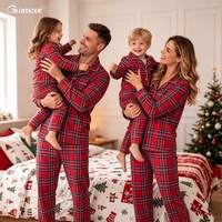 Pyjamas en coton personnalisés Glamour, bleu, rouge, blanc, à carreaux, unisexes, pyjamas de Noël, pyjamas assortis pour la famille, pyjamas de vacances