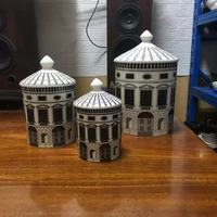 Pot à bougie en céramique style château rétro avec couvercle en forme de cône de pin, boîte cadeau personnalisée, décoration aromatique pour la maison, l'hôtel, Noël