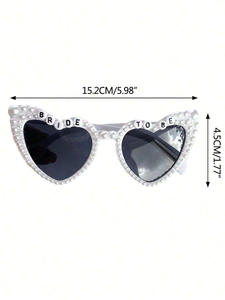 女性のためのファッションパーティーハート型サングラス豪華なメガネ誕生日ウェディング独身花嫁パールハート型サングラス - Product Image 2