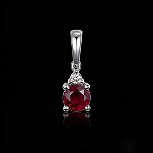 Pendentif personnalisé en or massif 10K/14K/18K, grenat de janvier (pierre de naissance), cultivé en laboratoire CVD IGI/HPHT, taille ovale, serti griffe, classique, pour fiançailles ou cadeau - Product Image 3