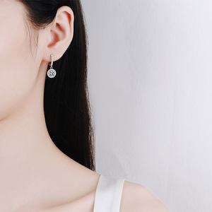 Orecchini Pendenti Rotondi Geometrici con Zirconi per Donne, Gioielli Eleganti e Delicati alla Moda - Product Image 2