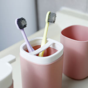 Juego de Accesorios de Baño de Plástico Rosa de 4 Piezas, Económico, Ecológico y Duradero, con Cubo de Basura, Portacepillos de Dientes, Vaso y Jabonera, MOQ Bajo - Product Image 4