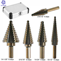 5PCS HSS Titanium Step Drill Bit Set pour métal avec boîtier en aluminium Trous multiples 50 tailles Step Drill Bits