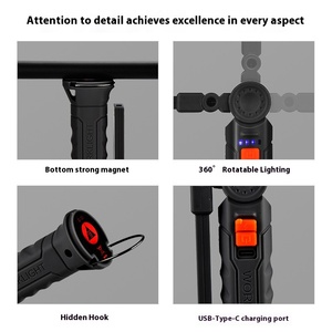 USB có thể sạc lại dẫn công việc ánh sáng lớn cầm tay từ treo đèn lạnh trắng cắm trại ngọn đuốc không thấm nước Tính năng ABS cơ thể AA - Product Image 3