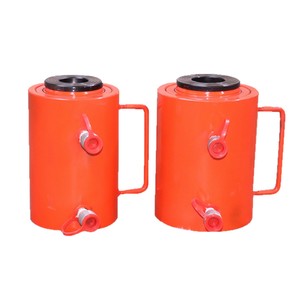 Cric hydraulique creux Huaxu Hydraulics en alliage d'aluminium et d'acier, outil hydraulique électrique vertical portable à charge lourde - Product Image 1