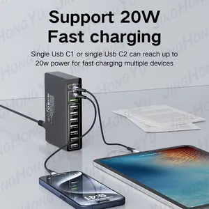10 6 4 Port Multifunction Usb Charger Pd 65W 20W Type C Fast Charging For Iphone Samsung Laptop 60W Mobile Phone Adapter