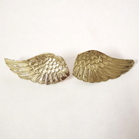 Bouton de meuble vintage en laiton massif texturé Aile d'ange, poignée de tiroir créative dorée pour armoire, placard et décoration de meubles