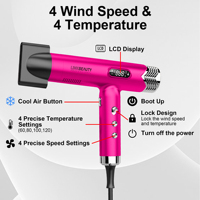 Sèche-cheveux haute vitesse à faible bruit 75 dB, moteur BLDC sans balais 110 000 tr/min, ions négatifs, professionnel pour salon, vente en gros