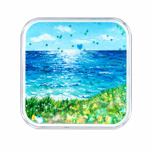 Aimant de réfrigérateur personnalisé avec logo, peinture à l'huile ciel océan, sable mouvant, aimant transparent en acrylique anti-fuite, aimant scintillant pour casier, cadeau - Product Image 6