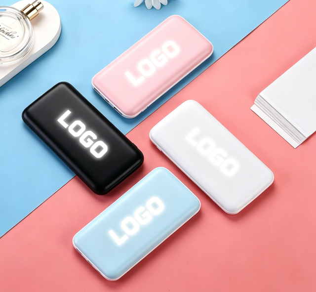 Custom Luminous logo Power Bank 8000mah Fast Charge Personalized Luminous Logo Portable Charger for Corporate Gifts