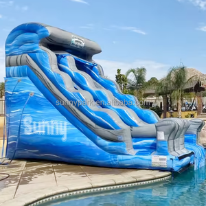 Château gonflable aquatique bleu commercial <span class=keywords><strong>avec</strong></span> toboggan aquatique et <span class=keywords><strong>piscine</strong></span> pour fêtes en plein air, location de spectacles - Product Image 6