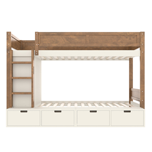 Lit superposé moderne en bois, gain de place, avec tiroir de rangement, armoire et échelle, pour chambre à coucher et chambre d'enfant, uniquement aux États-Unis - Product Image 2