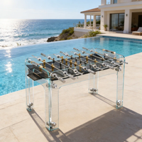 Table de baby-foot professionnelle de luxe pour l'extérieur, table de baby-foot commerciale en verre trempé, table de football moderne en verre transparent résistant à l'eau